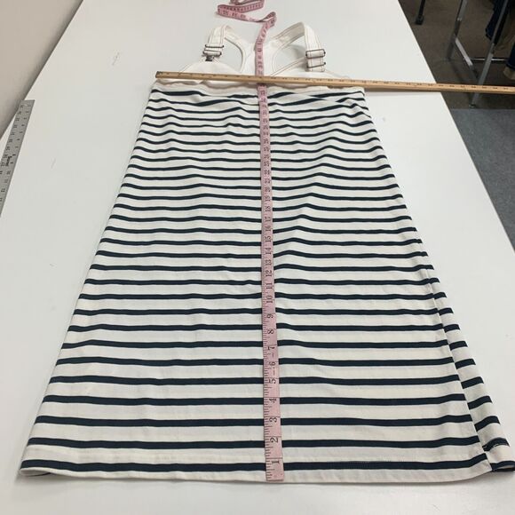 Zara Pinafore Stripe Midi Dress Womens M Medium Adjustable Wide Straps V Neck - Picture 8 of 13